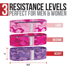 Non-Slip Fabric Booty Bands with 3 Levels of Resistance