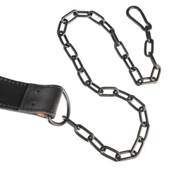 Top-Grain Leather 7mm Thick Dip Belt with Heavy-Duty Steal Chain made with Vegetable Tanned Leather