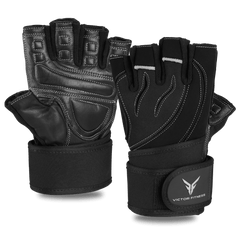 Series-2 Fingerless Leather Men's Weightlifting Gloves with Full Palm Protection and Velcro Wrist Strap