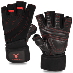 Series-2 Fingerless Leather Men's Weightlifting Gloves with Full Palm Protection and Velcro Wrist Strap