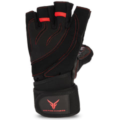 Series-2 Fingerless Leather Men's Weightlifting Gloves with Full Palm Protection and Velcro Wrist Strap