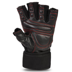 Series-2 Fingerless Leather Men's Weightlifting Gloves with Full Palm Protection and Velcro Wrist Strap