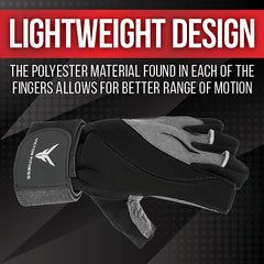 Series-3 Gray Men's Fingerless Artificial Leather Weightlifting Gloves with Velcro Wrist Strap