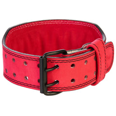 Top-Grain Leather 7mm Thick 4" Wide to 2.5" Taper Dual Prong Pink Women's Weightlifting Belt made with Vegetable Tanned Leather