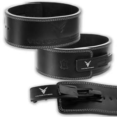 Top-Grain Leather 10mm Thick 4” Wide Quick Adjustable Metal Lever Powerlifting Belt made with Vegetable Tanned Leather