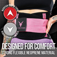 Premium Pink Back Support Belt with Adjustable Velcro Straps