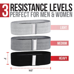 Non-Slip Fabric Booty Bands with 3 Levels of Resistance