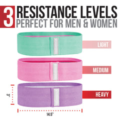 Non-Slip Fabric Booty Bands with 3 Levels of Resistance