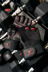 Series-2 Fingerless Leather Men's Weightlifting Gloves with Full Palm Protection and Velcro Wrist Strap