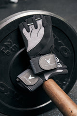 Series-3 Gray Men's Fingerless Artificial Leather Weightlifting Gloves with Velcro Wrist Strap