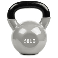 Gray Vinyl Coated Cast Iron Kettlebells 5 LBS - 50 LBS