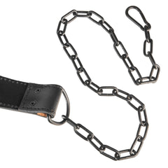 Leather Dip Belt with Heavy-Duty Steal Chain and 18" Powerlifting Wrist Wraps with Thumb Loops