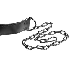 Leather Dip Belt with Heavy-Duty Steal Chain and 18" Powerlifting Wrist Wraps with Thumb Loops