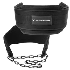 Neoprene Universal Dip Belt with Heavy-Duty Steal Chain with 18" Powerlifting Wrist Wraps with Thumb Loops