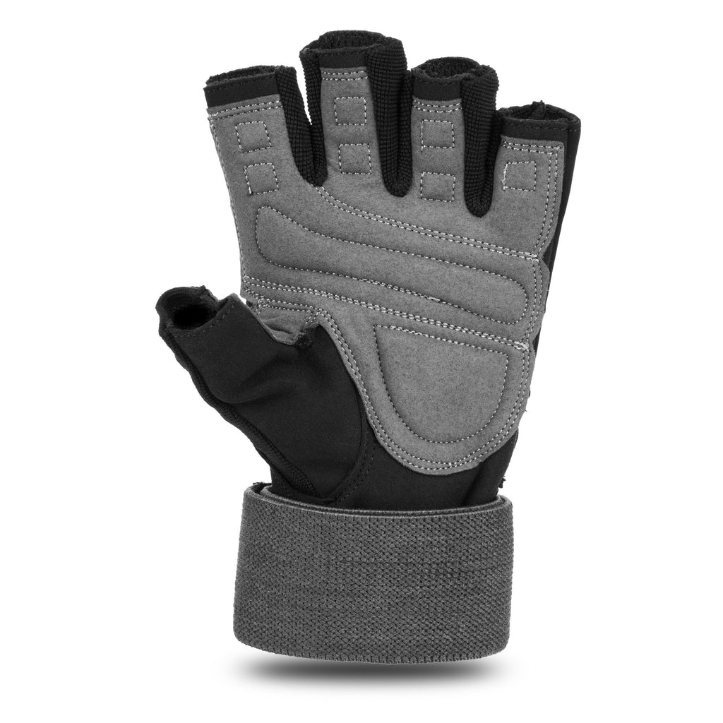 Series-3 Gray Men's Fingerless Artificial Leather Weightlifting Gloves with Velcro Wrist Strap