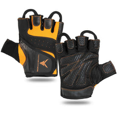 Series-5 Fingerless Leather Men's Weightlifting Gloves with Full Palm Protection