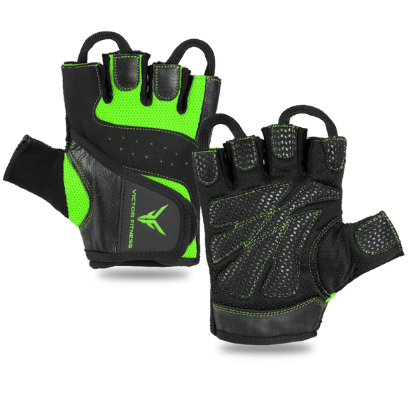 Series-5 Fingerless Leather Men's Weightlifting Gloves with Full Palm Protection