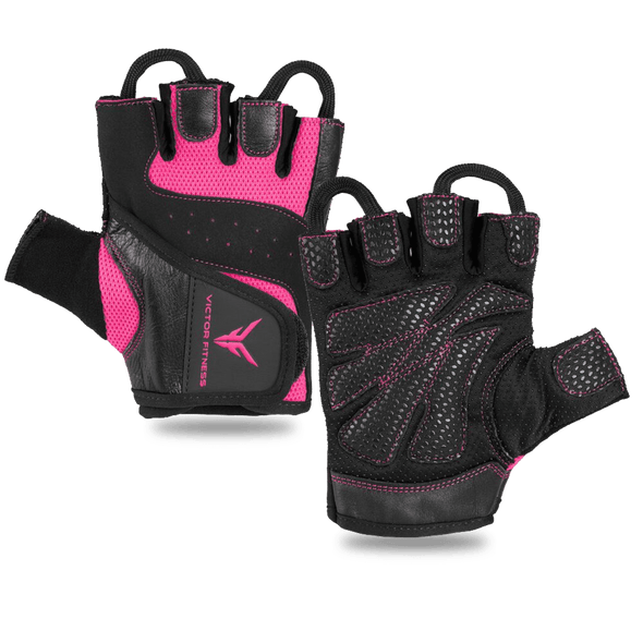 Series-6 Fingerless Leather Women's Weightlifting Gloves with Full Palm Protection