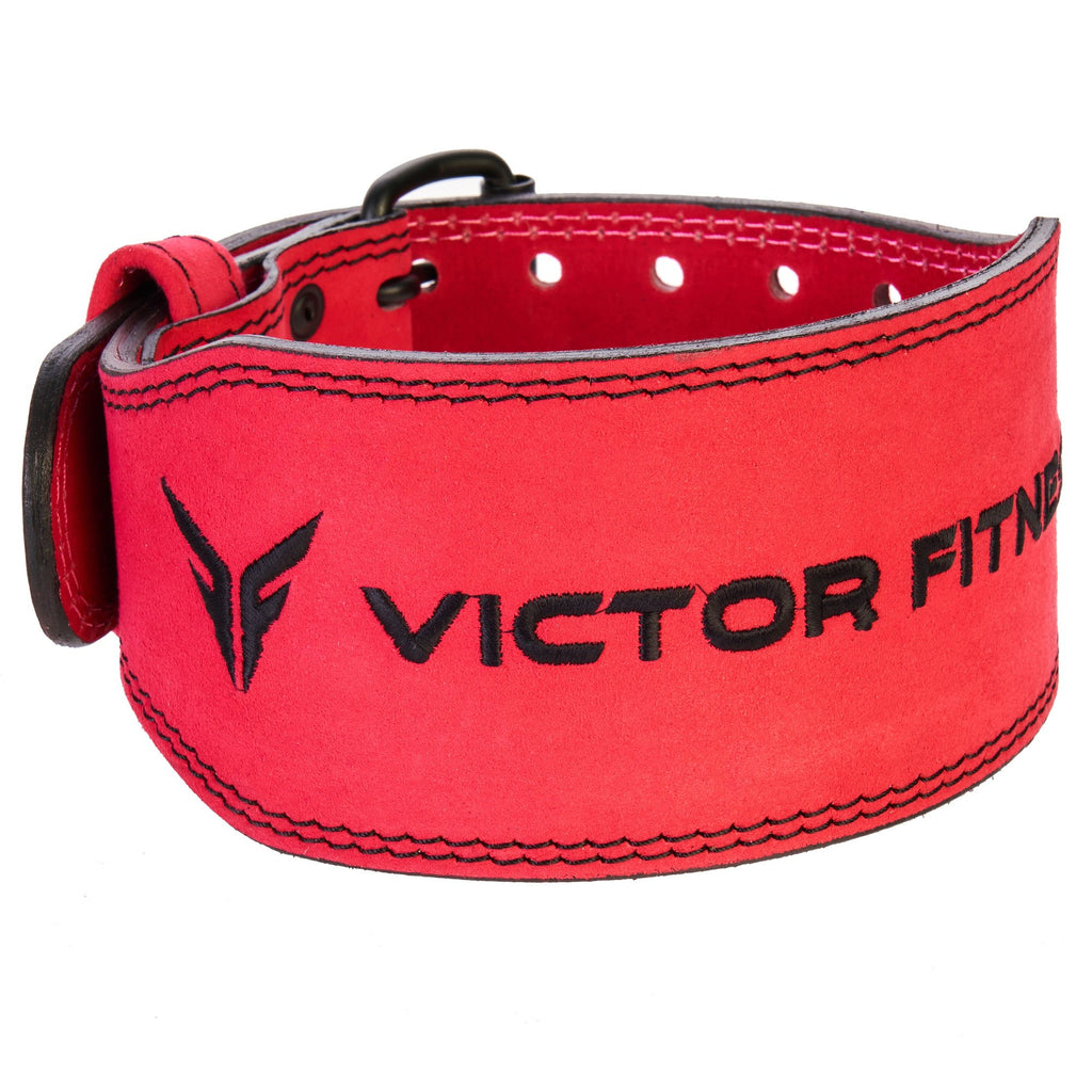 100% Top-Grain Leather Tapered Pink Weightlifting Belt with Squat Pad and Barbell Clamps