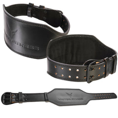 100% Top-Grain Leather Tapered Heavy-Duty Weightlifting Belt with 24" Weightlifting Wrist Straps