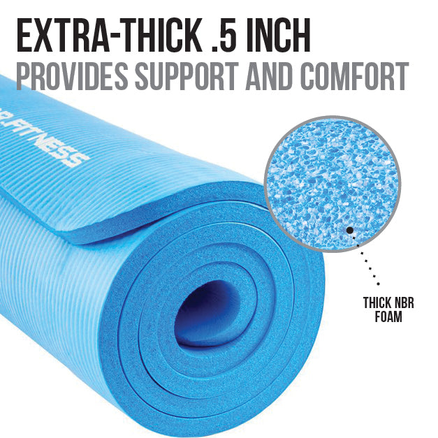 Thick Anti-Slip Exercise Yoga Mat with Multipurpose Workout Resistance Bands (12-125lbs)