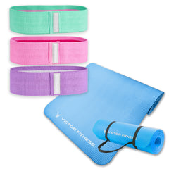 Thick Anti-Slip Exercise Yoga Mat with Non-Slip Fabric Booty Bands